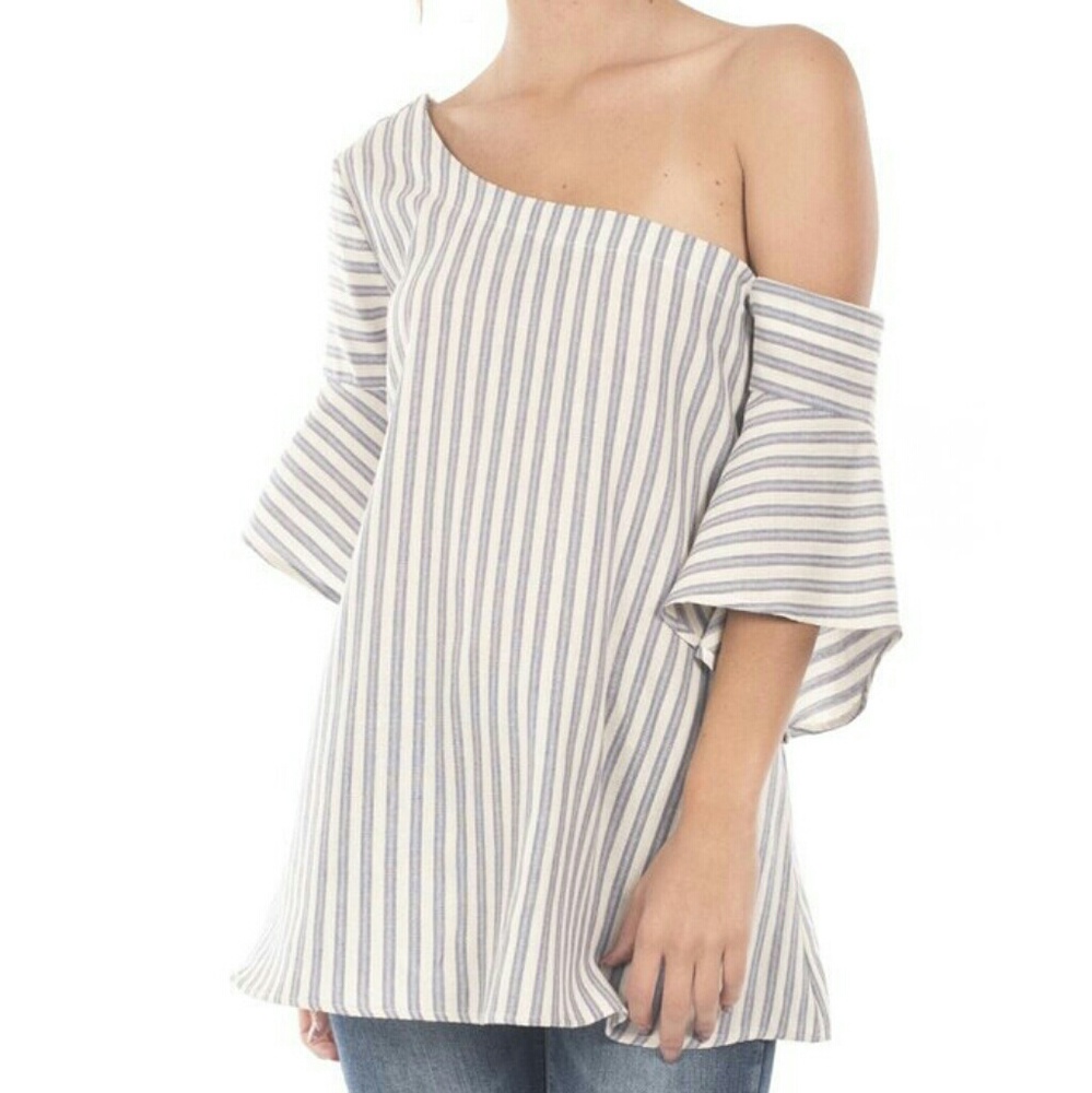 Blue Off The Shoulder Top